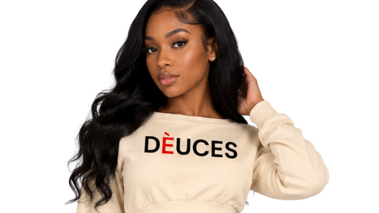 DÈUCES "Pretty Jane" Off-Shoulder Sweatshirt