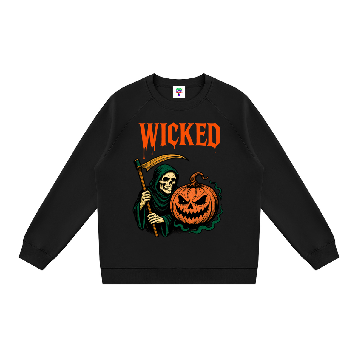 Wicked Grim Reaper & Pumpkin Halloween Sweatshirt